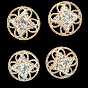 MAGNETIC NUMBER PINS "Belfast" Brushed GOLD & Clear Stones set of 4 NEW in box